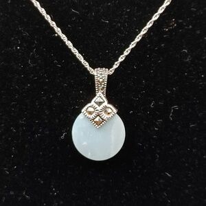 Judith Jack larimar and marcasite pendant necklace